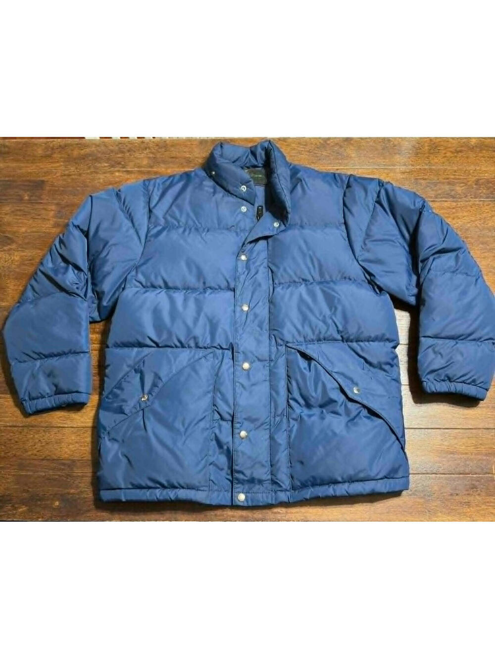 VTG Sears The Men's Store Blue Down Puffer Jacket Navy Large 90s No Hood